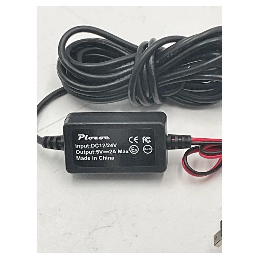 Plozoc Dash Cam Hardwire Power Kit 12V/24V to 5V 2A Right Angle Mini-USB New